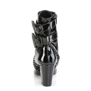 Vivika-128 Black Patent Coffin Straps Ankle Boots