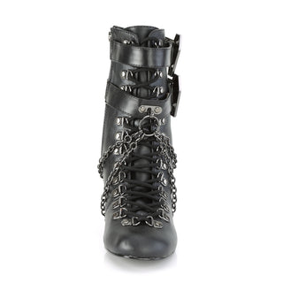 Vivika-128 Black Matte Coffin Straps Ankle Boots