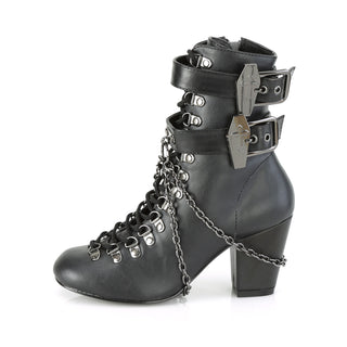 Vivika-128 Black Matte Coffin Straps Ankle Boots