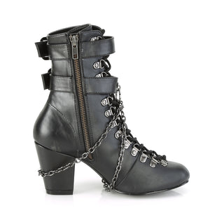 Vivika-128 Black Matte Coffin Straps Ankle Boots