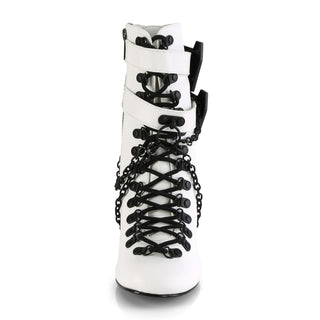 Vivika-128 White Coffin Straps Ankle Boots