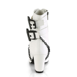 Vivika-128 White Coffin Straps Ankle Boots