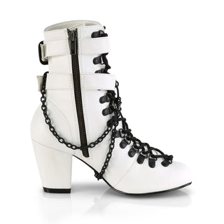 Vivika-128 White Coffin Straps Ankle Boots