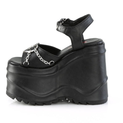 Chain My Heart Platform Sandals Black PU