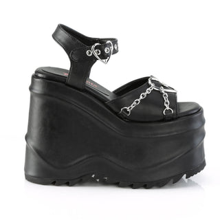 Chain My Heart Platform Sandals Black PU