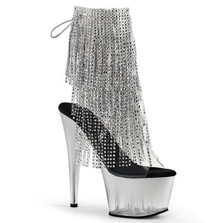 Rhinestone Fringe Silver Platform Boots