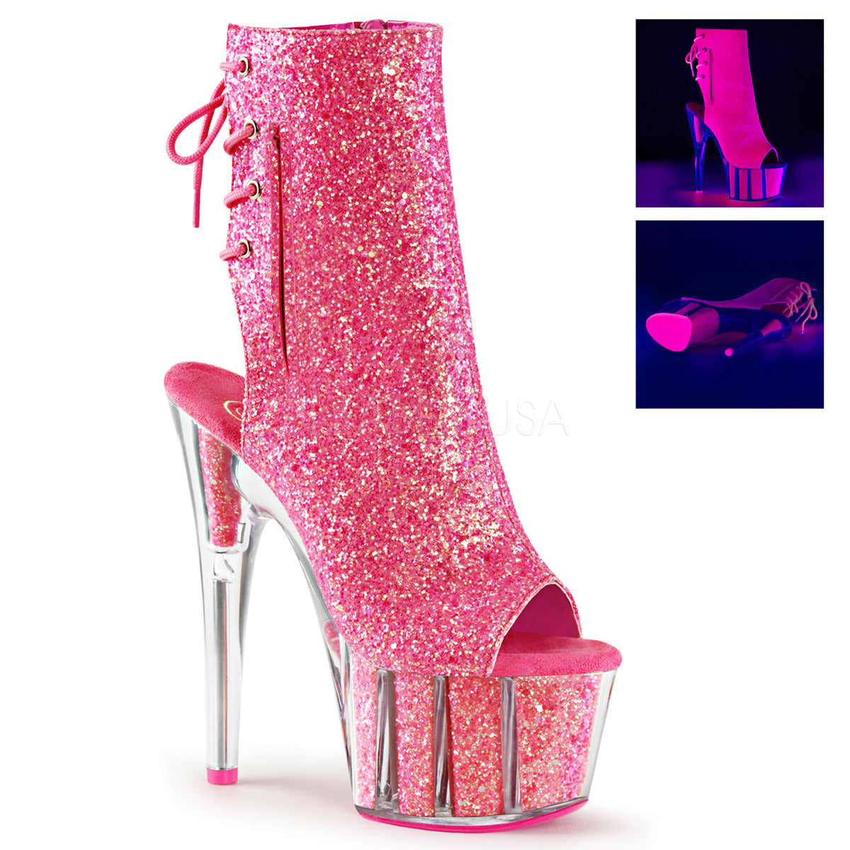 Sexy and Know It Neon Pink Glitter Boots