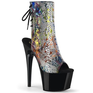 Multi Color Snake Print Platform Boots