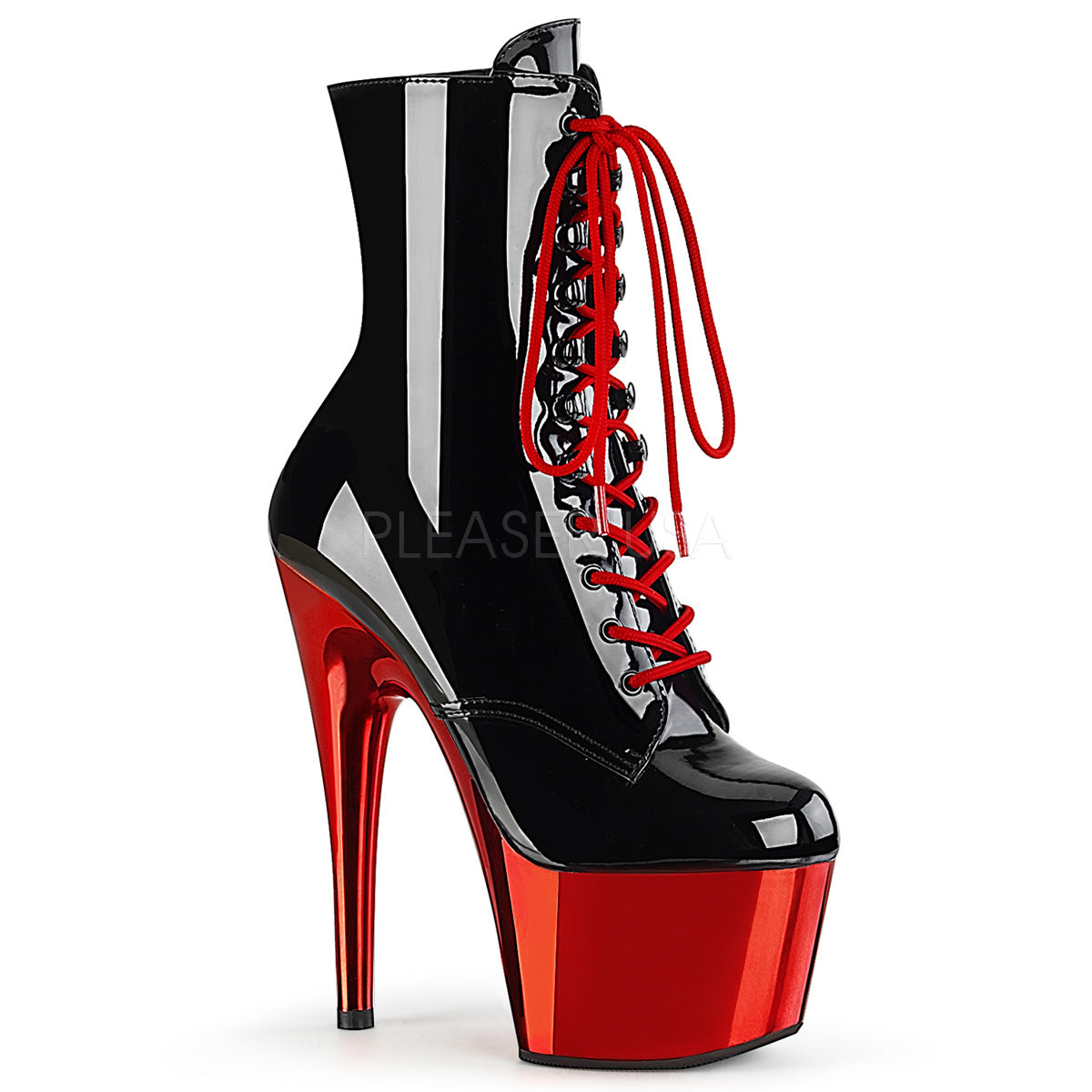 Pleaser Adore-1020 red chrome heels