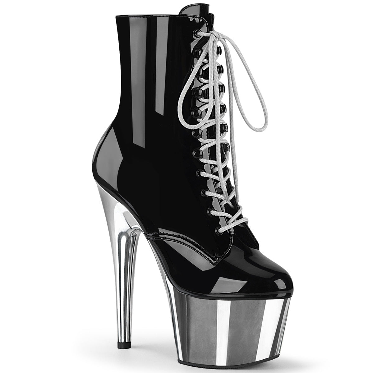 Sexy Devil 7 Inch Black and Silver Ankle Boots