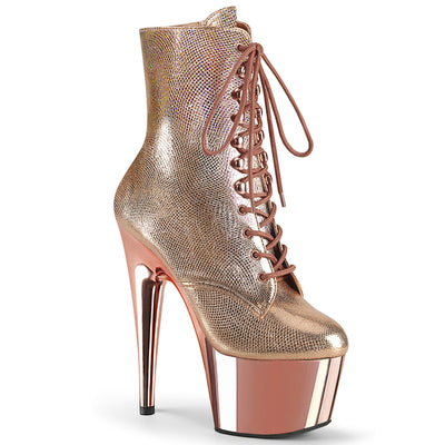 Sexy Devil 7 Inch Rose Gold Textured Ankle Boots