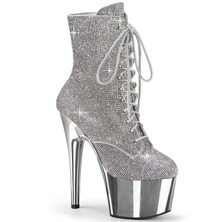 Adore-1020CHRS  Silver Rhinestone Platform Boots