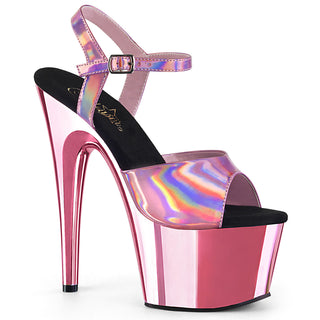 Adore-709HGCH Baby Pink Hologram Chrome Platform Heels