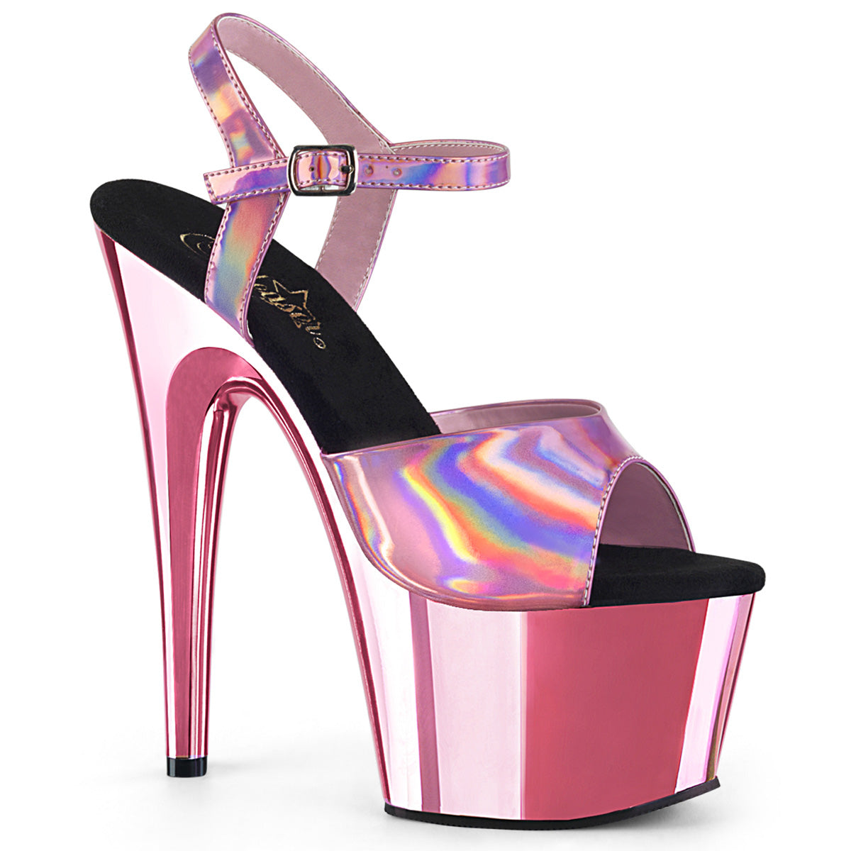 Baby Pink Hologram Chrome Platform Sandals