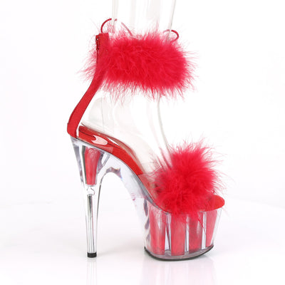 Ankle Cuff Sexy Fur Sandals Red (Pleaser ADORE-724F)