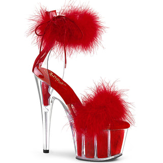 Ankle Cuff Sexy Fur Sandals Red (Pleaser ADORE-724F)