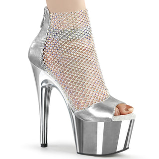 Rhinestone Mesh Sandals Silver