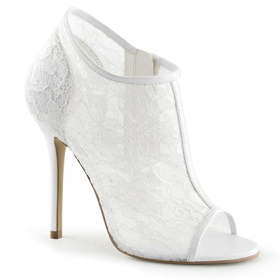 Open Toe Lace Mesh Sexy White Booties