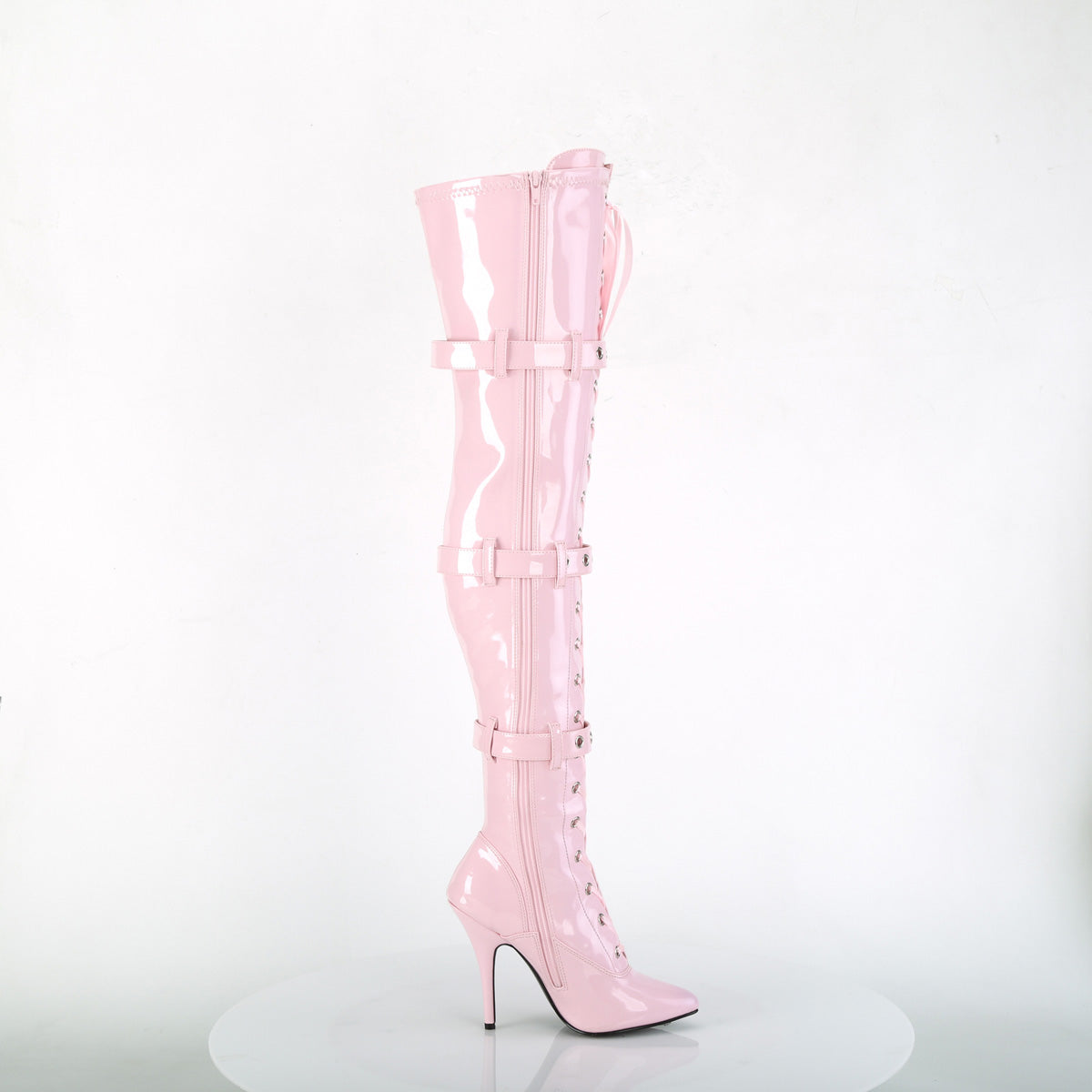 Baby Pink Thigh High Boots - Pleaser Seduce-3028