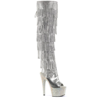 Bejeweled-3019RSF-7  Thigh High Boots Silver Boots
