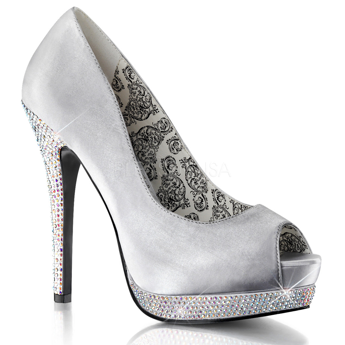 Silver Peep Toe High Heels Bella-12R