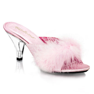 Belle-301F Pink/Clear Marabou Slippers