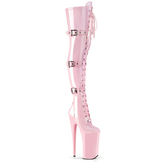 Beyond-3028 Pink 10 Inch Heel Thigh High Boots