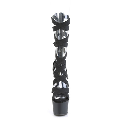 Black Criss Cross Bootie Sandals - Pleaser Adore-700-48 image-3