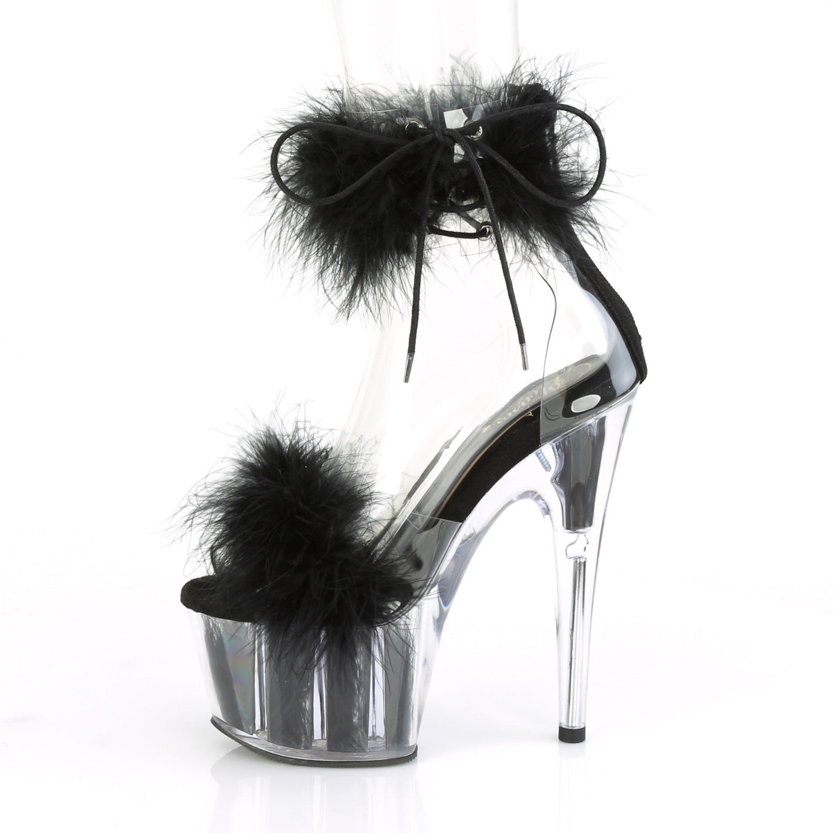 Black Fur Platform Sandals - Pleaser adore-724f