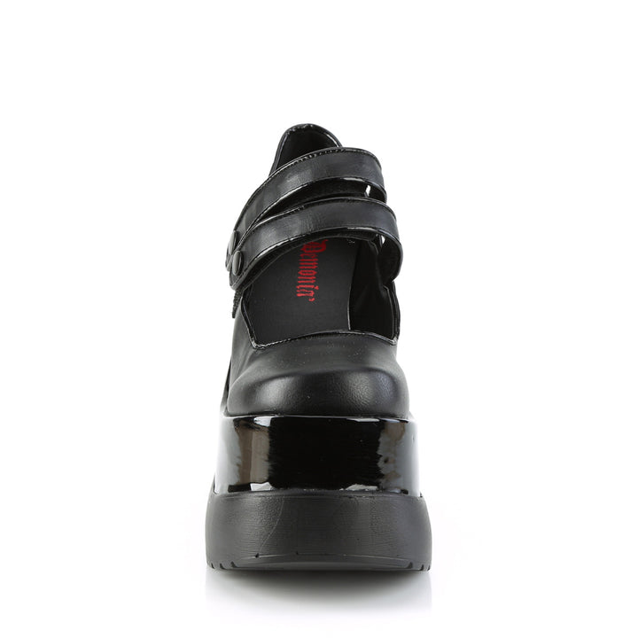 Demonia Void-37 Black Matte Wedge Platform Goth Mary Jane Shoes