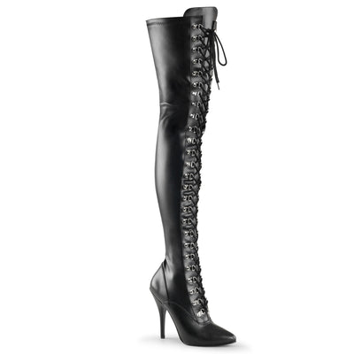 Black Giaro high metal heeled fetish lace up thigh boots - Shoebidoo Shoes  | Giaro high heels