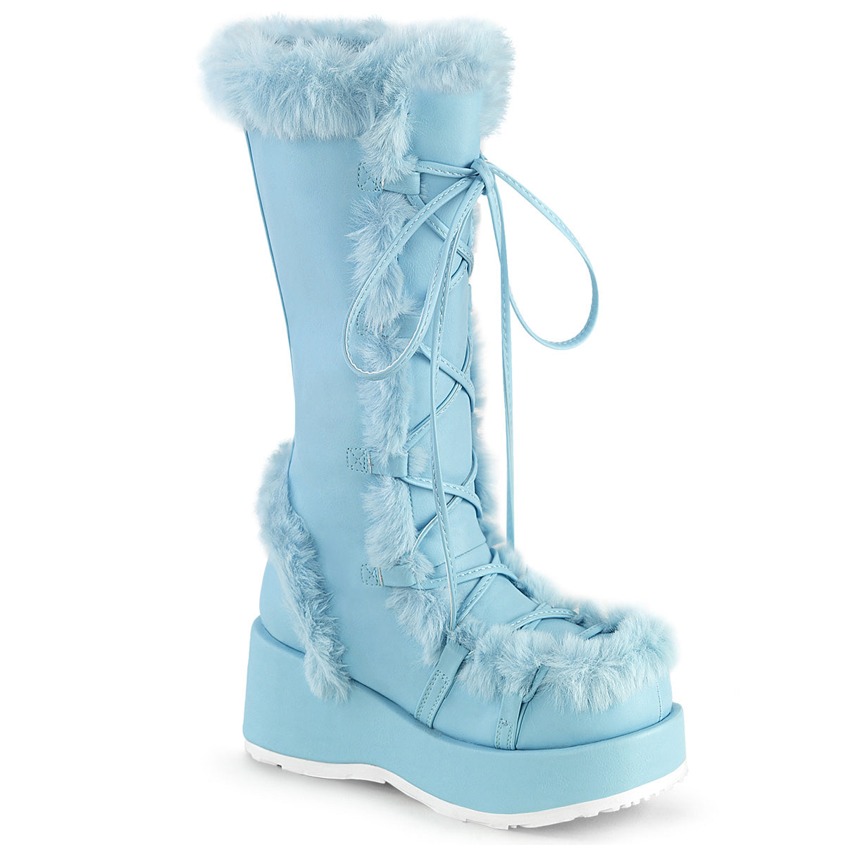 Blue Fur Boots Demonia Cubby-311