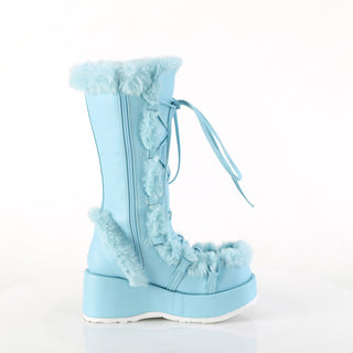 Blue Fur Punk Boots Demonia Cubby-311