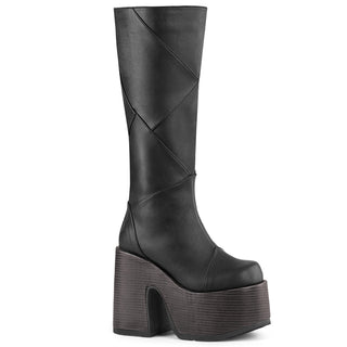 Camel-280 Black Chunky Knee High Platform Boots