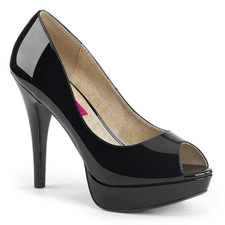 Chloe-01 Black Patent Peep Toe Platform Heels (US 9-16)
