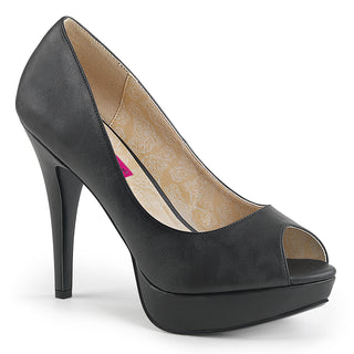 Chloe-01 Black Matte Peep Toe Large Size Pumps