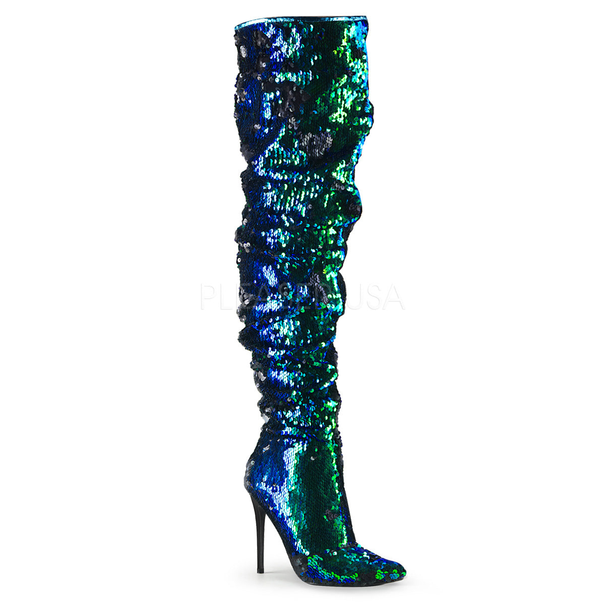 pleaser courtly-3011 green boots
