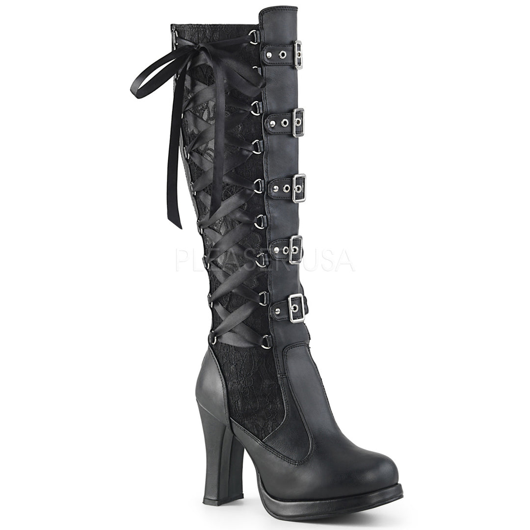 日本未発売+送料関税込☆ DEMONIA CRYPTO-106 Demonia Crypto-106 | Corseted Platform Black Boots