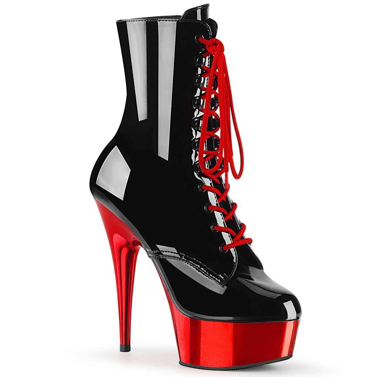 Delight-1020 Black - Red Chrome Platform Ankle Boots