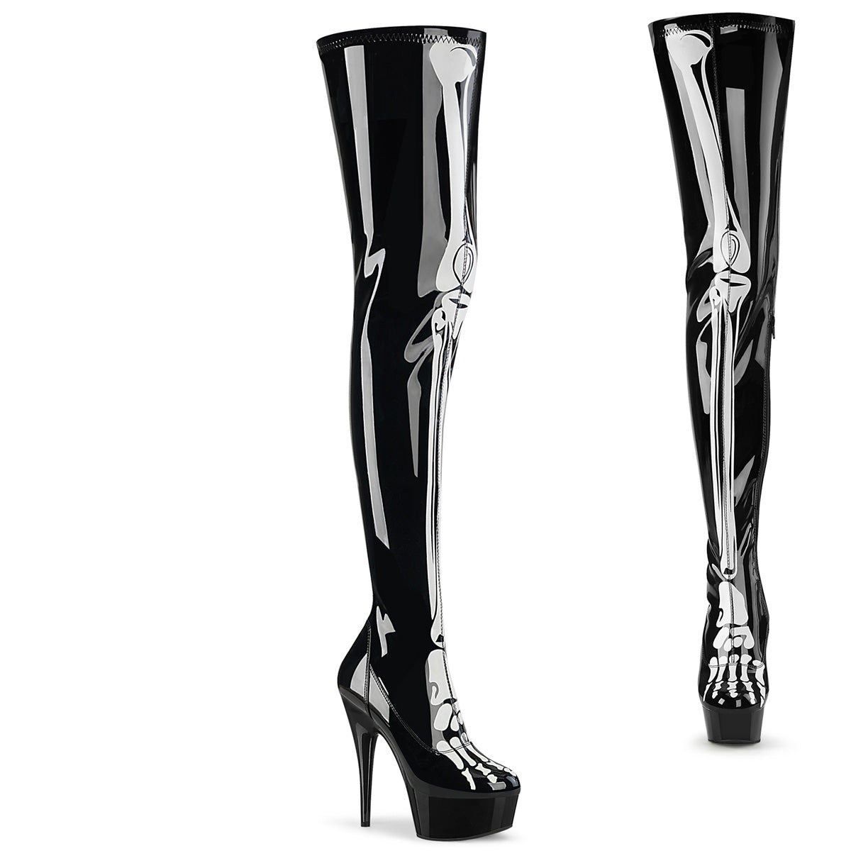 Skeleton Thigh High Boots