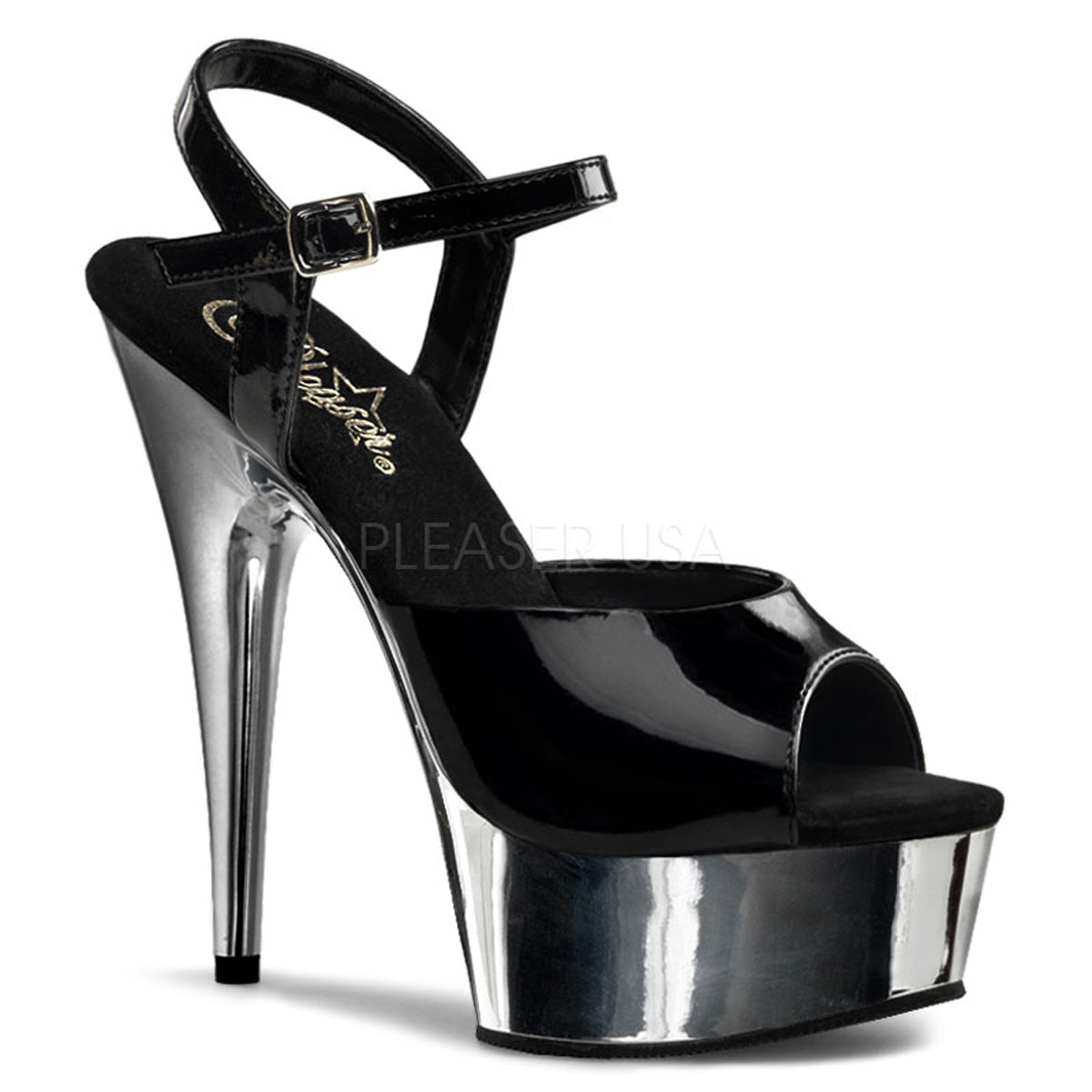 Delight-609 Black/Silver Platform Sandals