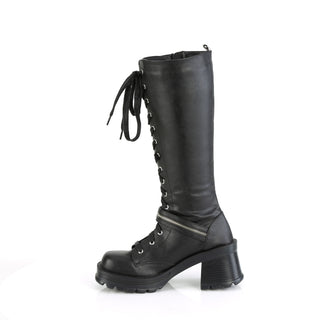 inner side view of demonia bratty-206 chunky heel knee high combat boots
