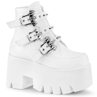 demonia ashes-55 white platform boots bat buckles