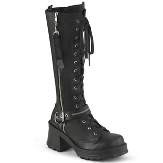 Demonia Bratty-206 chunky heel knee high combat boots