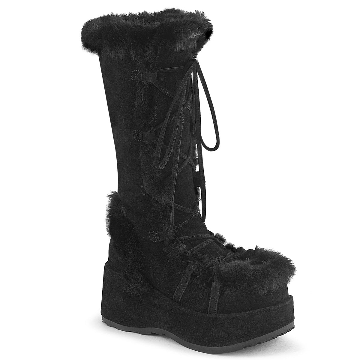 Demonia cubby-311  black fur boots