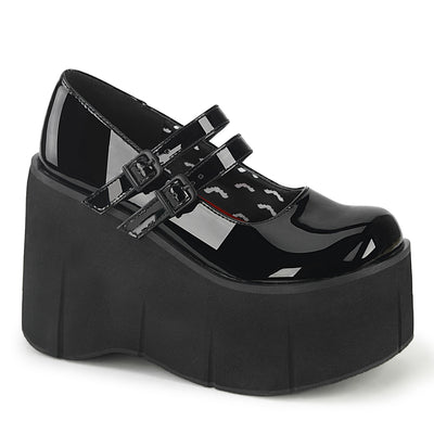 Demonia Kera-08 black patent wedge platform mary jane shoes