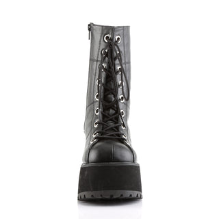 front side view of Demonia Rannger-301 combat boots, showing laces