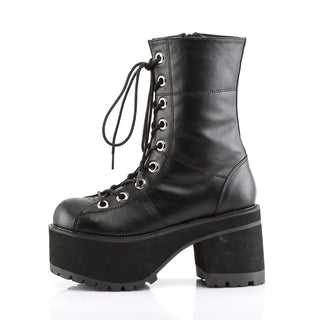 outer side view of Demonia Rannger-301 combat boots, showing lace rings