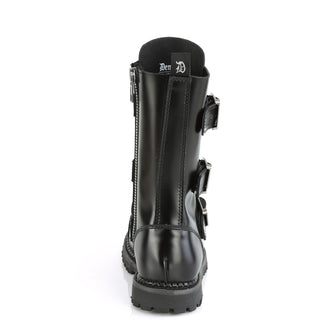 back view of demonia riot-12bk leather combat boots