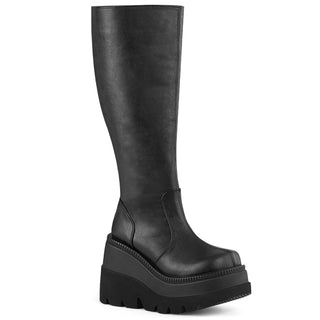 Demonia Shaker-100WC wide calf knee high platform boots